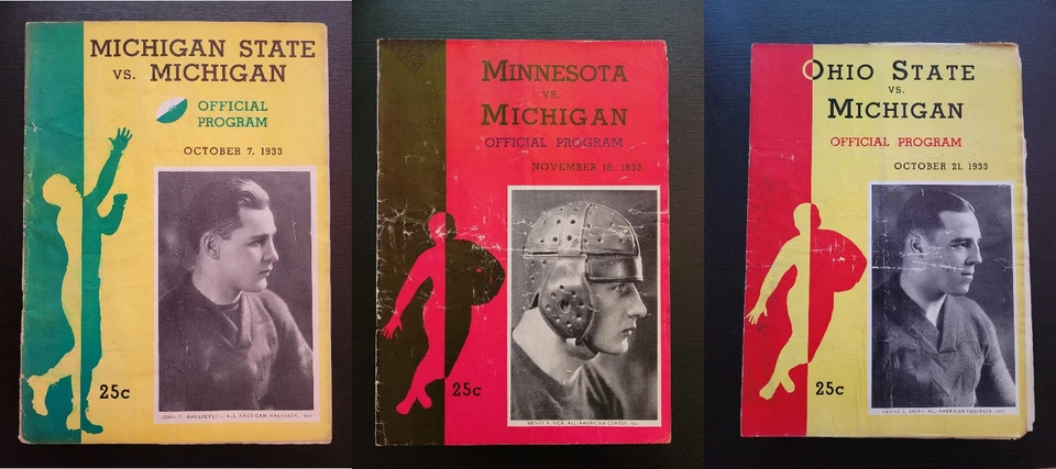 1933 UNIVERSITY MICHIGAN WOLVERINES PROGRAM OSU MINNESOTA MSU GERALD FORD LOT 3 - Image 1 of 4