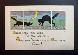 Antique Halloween Postcard  S. & W. Series 1006 Black Cat Quarter Moon #286 - Picture 1 of 5