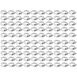 100Pcs 18-32mm Hose Clamp Stainless Steel Cross Pipe Band Clip Fastener Tool - Picture 1 of 12