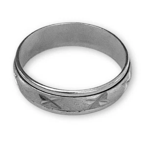 Banda de anillo inquieto unisex con corte de diamante plateado talla 7,5 - Imagen 1 de 5