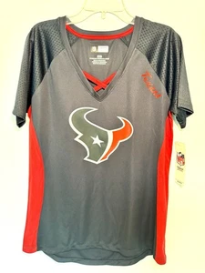 NWT Houston Texans Women’s Jersey Short Sleeve Shirt MEDIUM Stretch Glitter - Picture 1 of 16