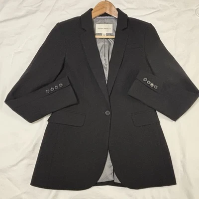 Blazer negro de lana elástica Banana Republic para mujer talla 0 un botón clásico Foto 1 de 4