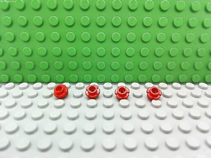 Lego 4 Red 1x1 knob with 5 petal edges plant flower NEW - Picture 1 of 1