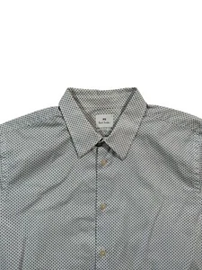 Paul Smith Men’s White Square Pattern Tailored Fit Long Sleeve Shirt - Size L - Picture 1 of 8