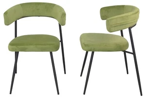 2er Set Esszimmerstühle grün / Samtoptik Gestell schwarz Stuhlset modern - Bild 1 von 2