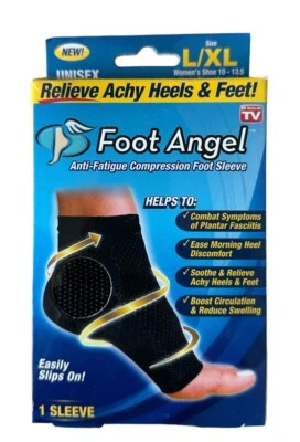 Foot Angel Anti-Fatigue Compression Foot Sleeve, Relieve Achy Heels L/XL Black - Image 1 of 2