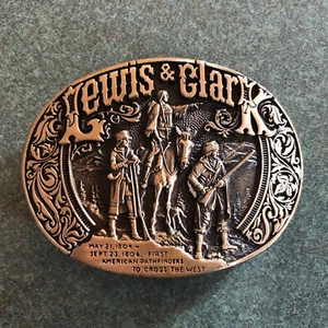 BRASS TAMING OF THE WEST 1981 LEWIS & CLARK BELT BUCKLE #407 FIRST EDITION - Picture 1 of 6