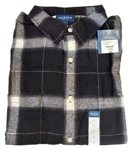 Arizona Jean Co. Black Ombre Plaid Flannel Shirt Size Large NEW WITH TAGS - Picture 1 of 3
