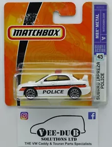 Streichholzschachtel Subaru Impreza Polizeiweiß 2008 kurze Karte versiegelt N2515 Mattel Neu aus altem Lagerbestand - Bild 1 von 2