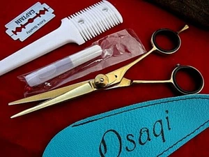  6" GOLD Hairdressing Hair Scissors/Japanese Steel+ Razor Thinning Comb(1 Blade) - Bild 1 von 6
