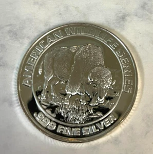 1993 American Wildlife Series Buffalo 999 Silver 1/2oz #979 - Picture 1 of 3