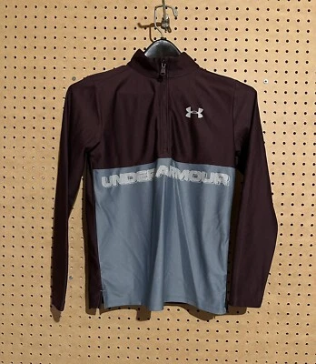 Under Armour Sport Youth M Loose GREY AND MAUVE HALF-ZIP LONG SLEEVE SHIRT - Image 1 of 4