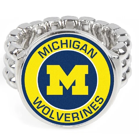 Michigan Wolverines Silver Mens Womens Ring Fits All w Gift Pk D2 Cover