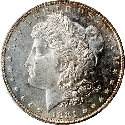 Morgan Dollar 1881-S PCGS MS-63 Proof-Like! Gold Shield. Nice, Attractive Coin! - Image 1 of 4