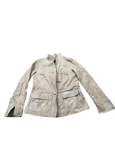 Bradley Bayou Womens Small Beige Cream LeatherButton up Boho Stylish Jacket - Picture 1 of 10