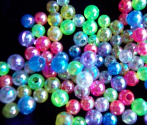 50pcs 10mm assorted AB iridecent transparent round acrylic beads DIY Craft - Picture 1 of 1