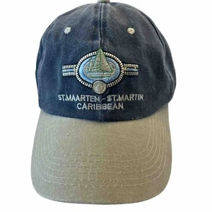 Mütze Kappe St. Maarten-St. Martin Karibik beige mit Segelboot auf Denim Hakenschlaufe Baumwolle - Bild 1 von 8