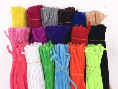 100pc chenille craft stems pipe cleaners 30cm (12") long, 6mm wide-lots colours - Image 1 of 4