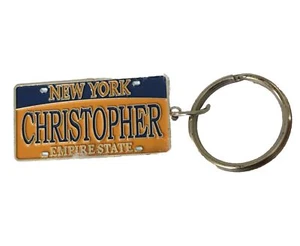 Vintage New York Nummernschild Schlüsselanhänger Christopher 1980er DAV Tag Key Ring - Bild 1 von 4