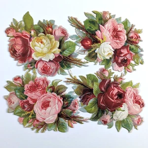 Die Cut Scrap Rose Flower Bouquets Sheet Of 4 Germany - Picture 1 of 7