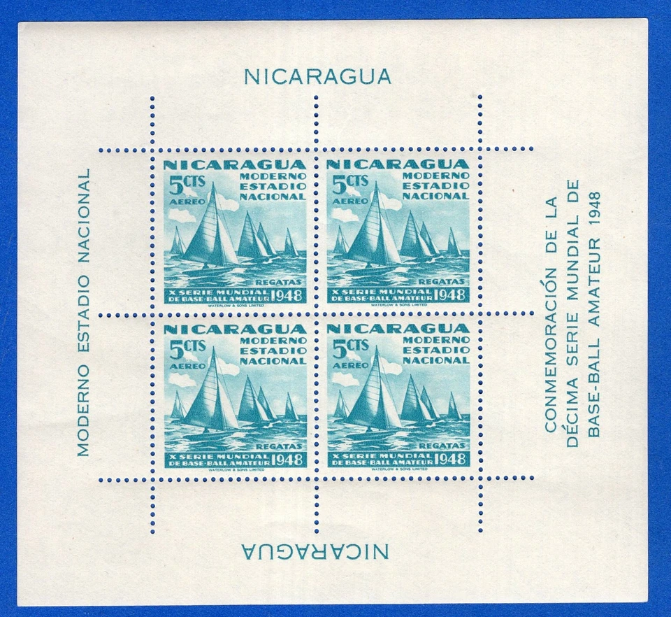 NICARAGUA, 1949, SAILING, MI # Bl 18, MNH, VF - Image 1 of 1