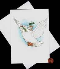 HTF VINTAGE Mouse Dove Olive Branch - WALLACE TRIPP - Christmas Greeting Card