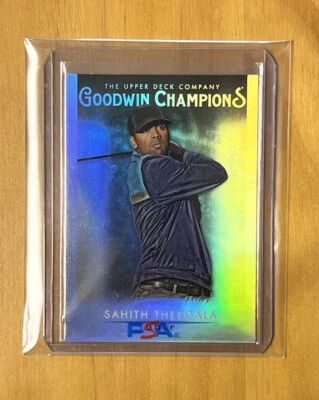 SAHITH THEEGALA ⛳️UPPER DECK 2021✨ROOKIE✨PLATINUM RAINBOW REFRACTOR CARD - Image 1 of 2