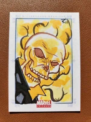 Tarjeta de boceto Ghost Rider Rittenhouse Universo Marvel de Rich Molenelli Avengers Foto 1 de 2