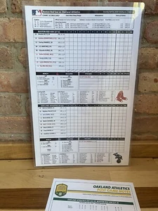 A’s vs Red Sox Manaea No-Hitter Game Used Lineup Card Scorecard & Notes 4/21/18 - Picture 1 of 12