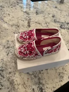 Dolce & Gabbana Girls Pink & White Majolica Espadrilles - Picture 1 of 6