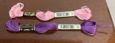 Lot of 2 DMC # 25 8.7 yds 6 Stranded 100% Cotton - Pink 151 Purple 327 - Image 1 of 2