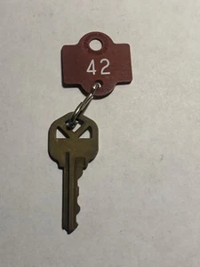 Vintage College Dorm room Hotel Motel Room Key Fob with Key #42 - Picture 1 of 2