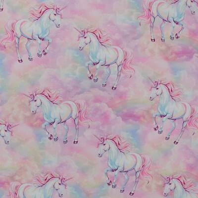 Softshell Stoff Einhörner mit Elasthananteil, rosa (Meterware ab 0,50m) - Bild 1 von 4