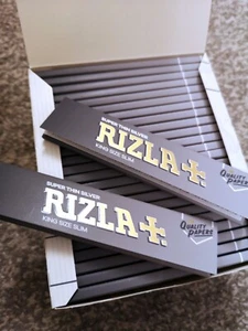 15 x RIZLA SILVER KING SIZE SLIM ULTRA THIN CIGARETTE SMOKING ROLLING PAPERS - Picture 1 of 1