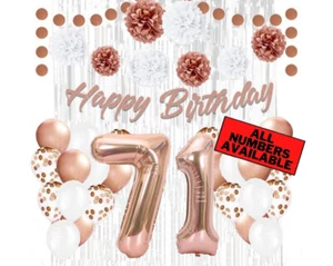Rose Gold 71st Birthday Decorations for Girls - 40" Number Balloons & More - Picture 1 of 5