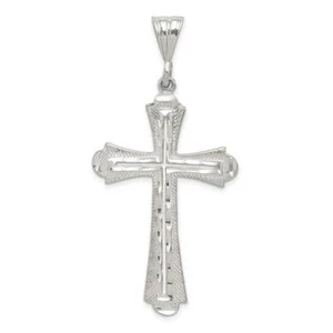 Sterling Silver Diamond-cut Cross Pendant 1.1 x 2.3 in - Picture 1 of 1