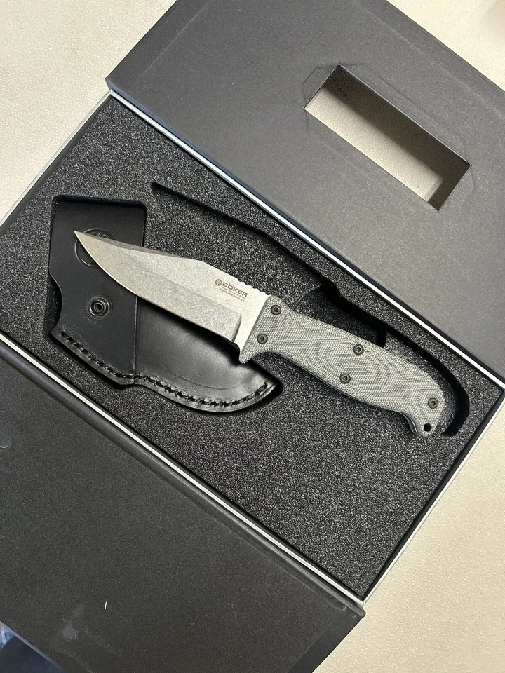 Boker German Expedition EDC Black Micarta Handle Fixed Blade Knife 120646