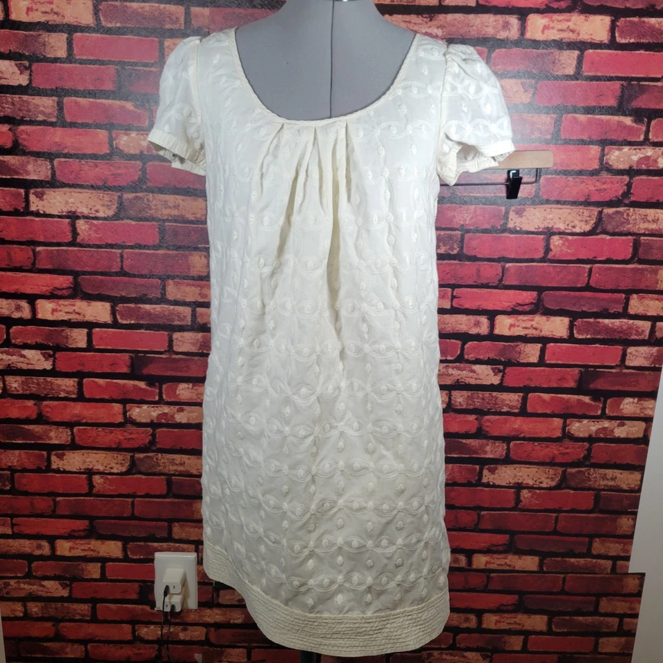 Mini Vestido Juicy Couture Boho Marfil Talla 4 Y2K Retro Hippie Informal Plisado  Foto 1 de 4