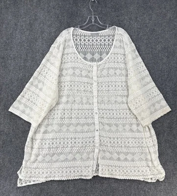 Top ligero con botones de encaje blanco Catherines Plus 4X elástico Foto 1 de 4