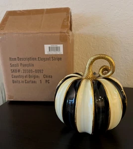 MacKenzie Niños ELEGANTE RAYA PEQUEÑA CALABAZA Otoño Halloween Decoración 6.5" NUEVO - Imagen 1 de 10