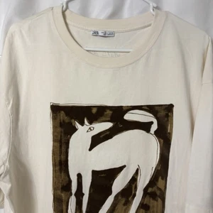 ZARA RELAXED COMBINATION PRINT T-SHIRT SIZE Large Graphic - Picture 1 of 7