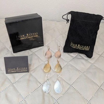 Pendientes Joan Rivers Classics Collection 3 pares en oro, oro rosa y plata Foto 1 de 4