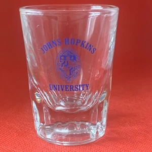 Vintage Shot Glass Shotglass Johns Hopkins Heavy Base Weighted Spirit Loyalty - Picture 1 of 7