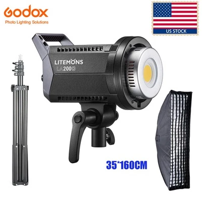 Luz de vídeo contínua Godox Litemons LA200D 230W +35*160cm grade softbox + suporte - Imagem 1 de 4