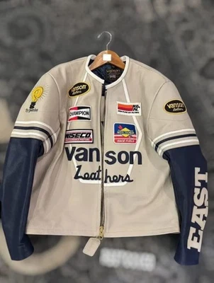 Vanson Leathers Racing Jacket Motorcycle Style Vintage Patches Champion Sunoco - Image 1 of 4