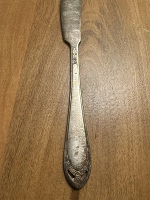 1847 Rogers Bros IS Silverplate Butter Knife 6” Pierced Floral Handle 28.8g  - Image 1 of 3