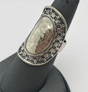 ANILLO GRANDE OVALADO MARTILLADO PLATA ESTERLINA 925 DIDAE SHABLOOL ISRAEL - 7,5 - Imagen 1 de 7