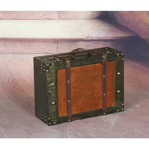 Wooden Vintage Luggage Trunks - Antique Carry on Suitcase Storage Box with Hinge - Picture 1 of 7