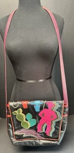 Vintage Sharif Western Crossbody Handbag Purse Cowboy Cactus Patchwork Leather - Picture 1 of 19