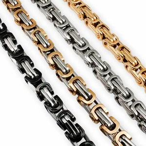 Byzantine Chain Curb-Chain Bracelet Necklace Stainless Steel 6 mm Women Men - Picture 1 of 24